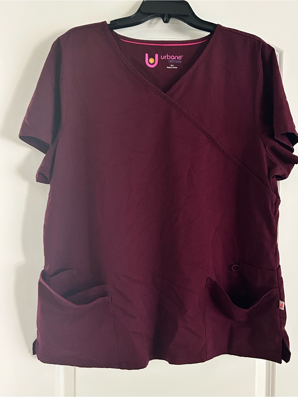 Urbane Women's V-Neck Scrub Top - Plum